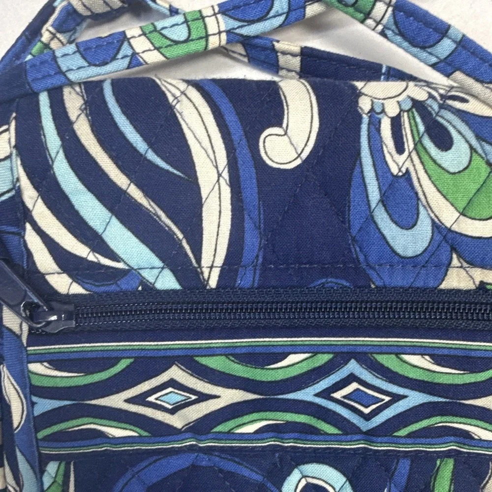 Vera Bradley Quilted Paisley Crossbody Bag Blue Green White Small Zip Pockets